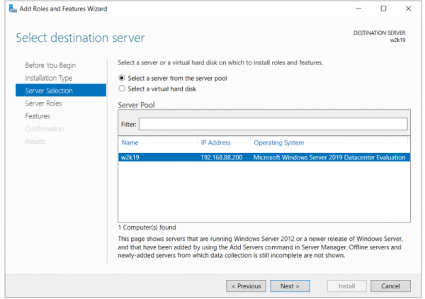 Установить роль Hyper-V в Windows Server 2019