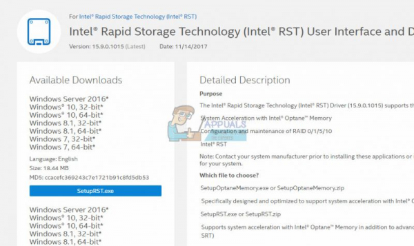 Исправлено: служба Intel RST не работает.